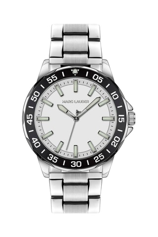 Montre à quartz en acier Munich - Argenté et blanc