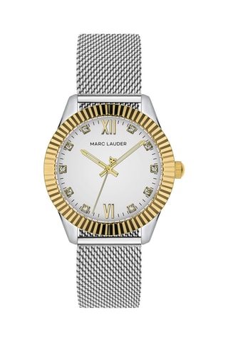Montre à quartz en acier et zircons Athens - Argenté et doré