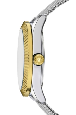 Montre à quartz en acier et zircons Edinburgh - Argenté et noir