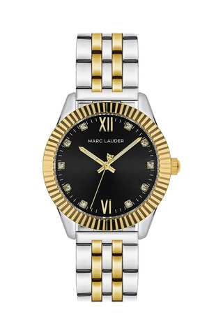 Montre à quartz en acier et zircons Edinburgh - Argenté et noir