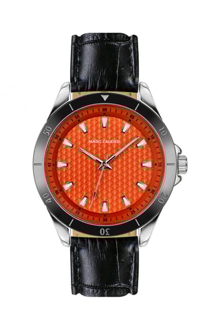 Montre à quartz en cuir San - Noir et orange