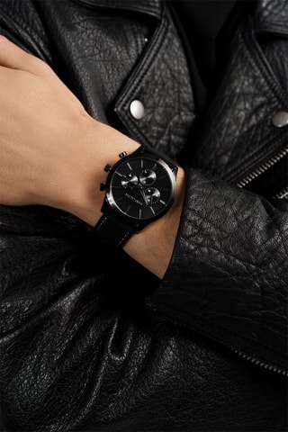 Montre à quartz en silicone London - Chronographe - Noir