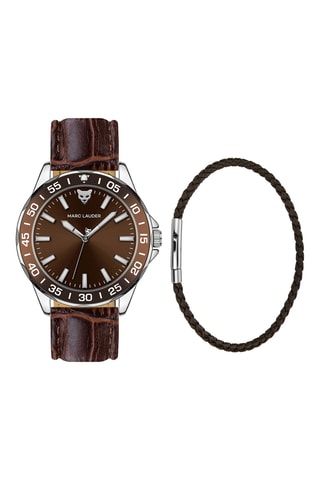 Coffret montre à quartz en cuir et bracelet en cuir Ljublijana