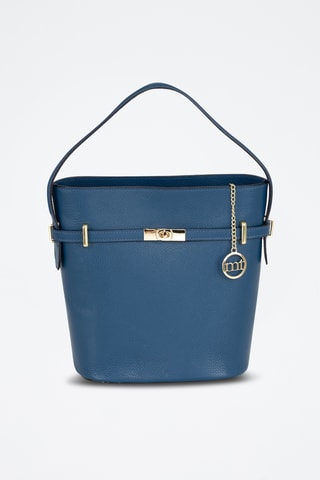 Sac seau en cuir Lattanzio - Bleu marine