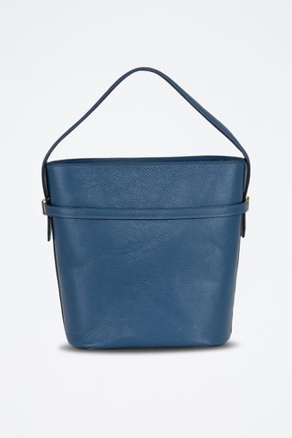 Sac seau en cuir Lattanzio - Bleu marine