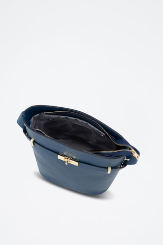Sac seau en cuir Lattanzio - Bleu marine