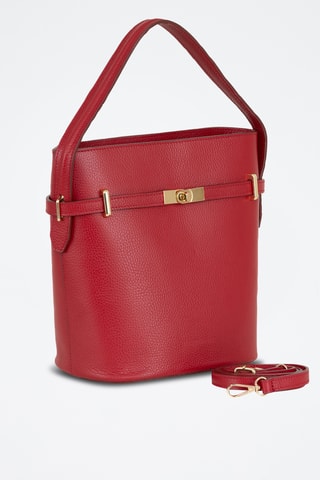 Sac seau en cuir Lattanzio - Rouge