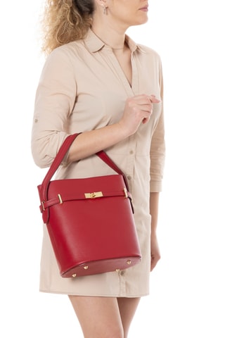 Sac seau en cuir Lattanzio - Rouge