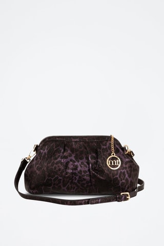 Sac bandoulière en cuir - Noir et violet