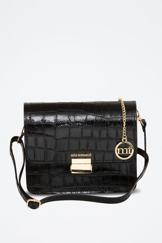 Sac bandoulière en cuir - Noir et doré