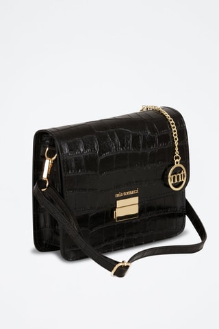 Sac bandoulière en cuir - Noir et doré