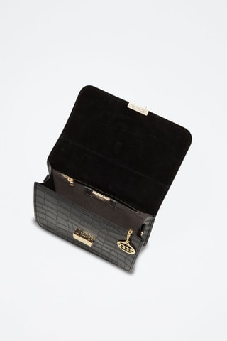 Sac bandoulière en cuir - Noir et doré