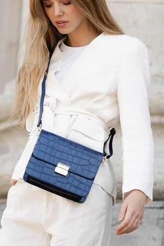Sac bandoulière en cuir - Bleu