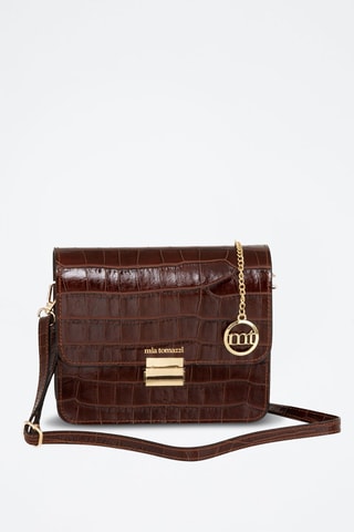 Sac bandoulière en cuir - Marron et doré