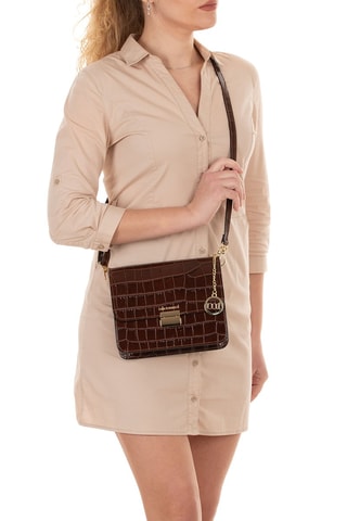 Sac bandoulière en cuir - Marron et doré