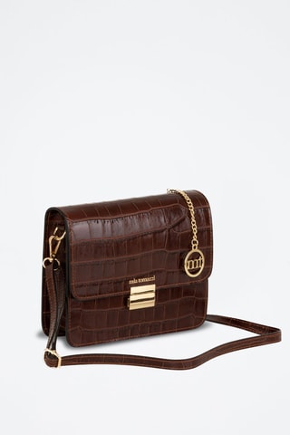 Sac bandoulière en cuir - Marron et doré