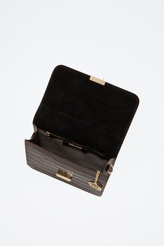 Sac bandoulière en cuir - Marron et doré