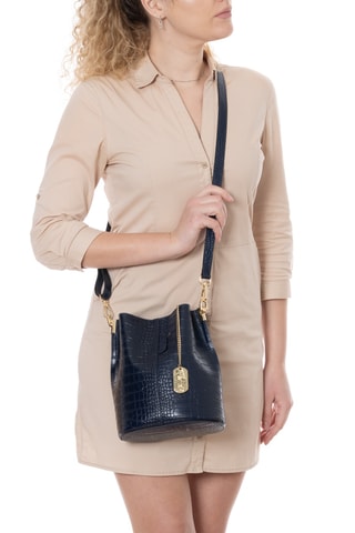Sac seau en cuir Mottarone - Bleu