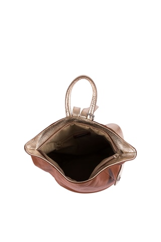 Sac à dos en cuir Sirietto - Marron et argenté