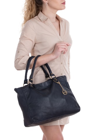 Sac cabas en cuir Comasina - Bleu marine