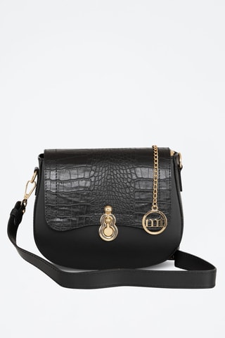 Sac bandoulière en cuir Barbavara - Noir et doré