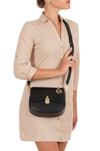 Sac bandoulière en cuir Barbavara - Noir et doré