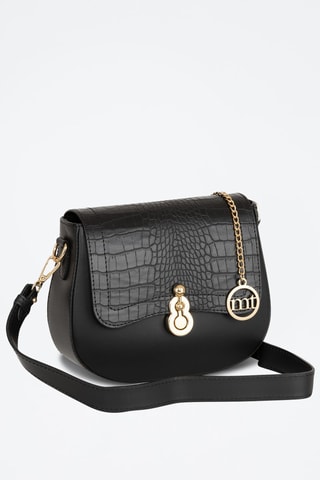 Sac bandoulière en cuir Barbavara - Noir et doré