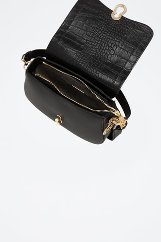 Sac bandoulière en cuir Barbavara - Noir et doré