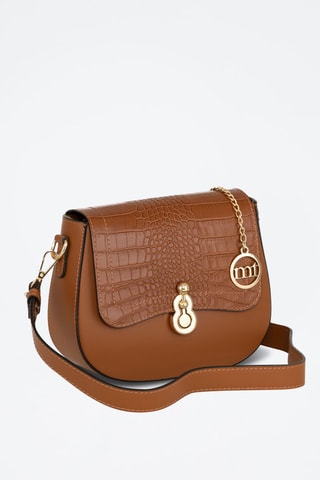 Sac bandoulière en cuir Barbavara - Marron et doré
