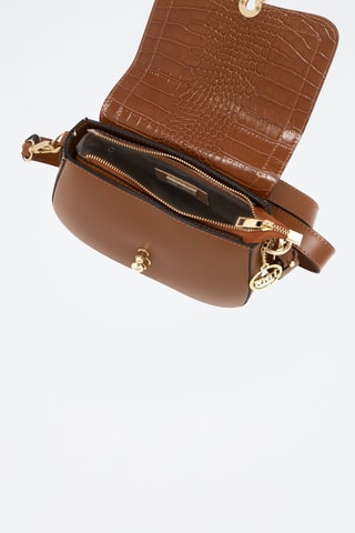 Sac bandoulière en cuir Barbavara - Marron et doré