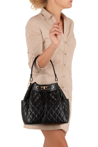 Sac seau en cuir Brusuglio - Noir et doré