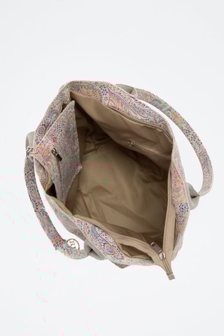 Mala shopper de couro Liberazione - Preto - Bege, azul, amarelo e rosa