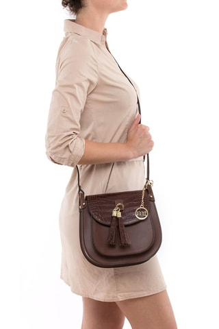 Sac bandoulière en cuir Abbadesse - Marron