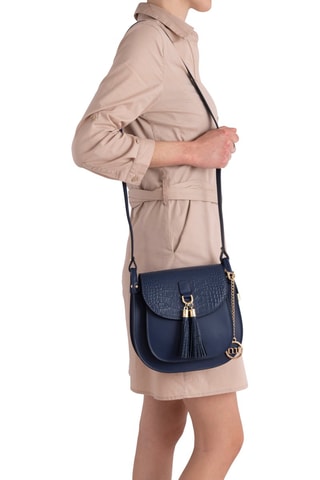 Sac bandoulière en cuir Abbadesse - Bleu