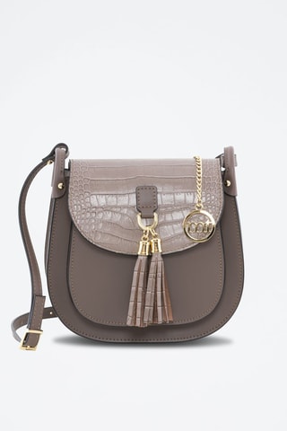 Sac bandoulière en cuir Abbadesse - Taupe