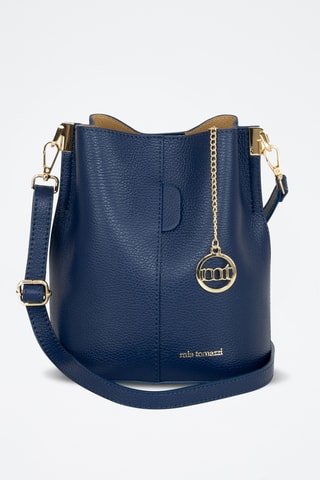 Sac seau en cuir - Bleu marine