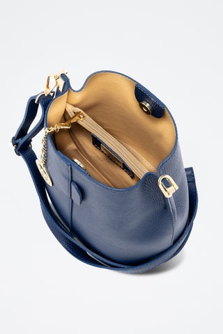 Sac seau en cuir - Bleu marine