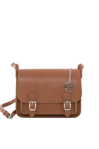 Sac bandoulière en cuir Ontani - Marron et argenté