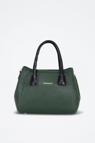 Sac à main en cuir Conchetta - Vert et noir