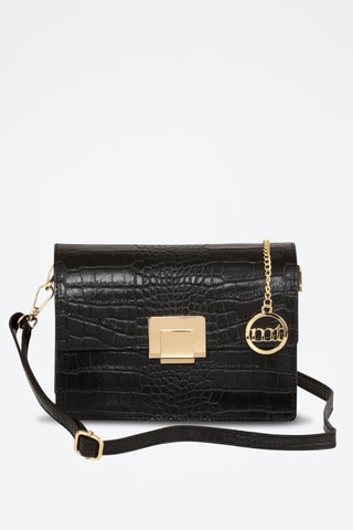 Sac bandoulière en cuir - Noir et doré