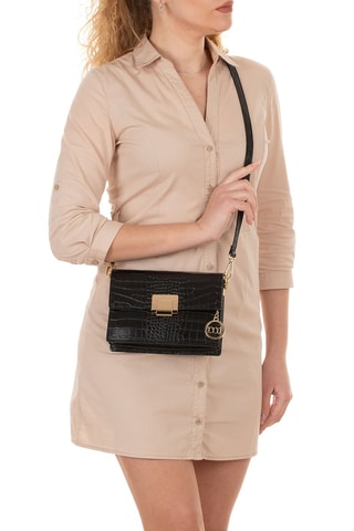 Sac bandoulière en cuir - Noir et doré