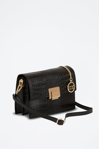 Sac bandoulière en cuir - Noir et doré