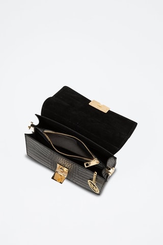Sac bandoulière en cuir - Noir et doré