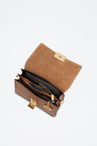 Sac bandoulière en cuir - Marron et doré