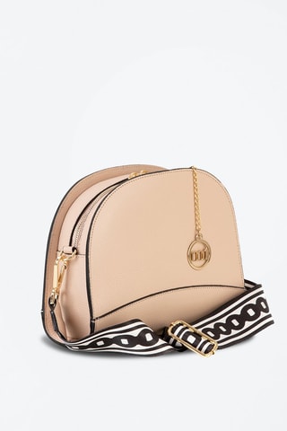 Mala a tiracolo em couro Preto - Branco, preto, rosa e dourado