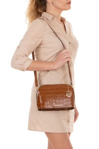 Sac bandoulière en cuir - Marron et doré