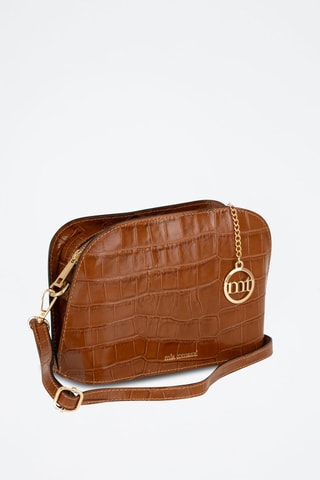 Sac bandoulière en cuir - Marron et doré