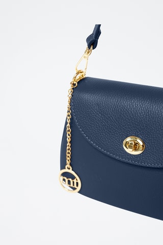 Sac bandoulière en cuir Evaristo - Bleu marine