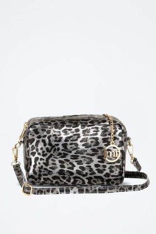 Sac bandoulière en cuir Caltanissetta - Noir et gris