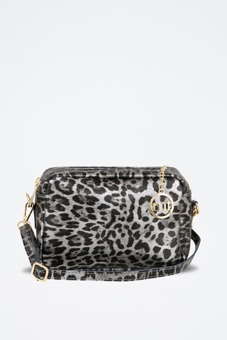 Sac bandoulière en cuir Caltanissetta - Argenté et noir